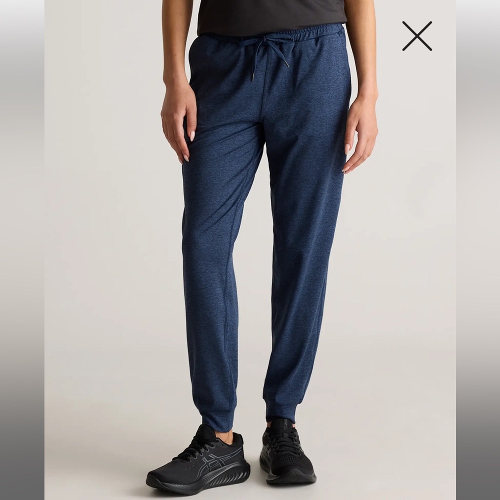 Quince flowknit mid-rise joggers color heather navy size small